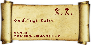 Korányi Kolos névjegykártya